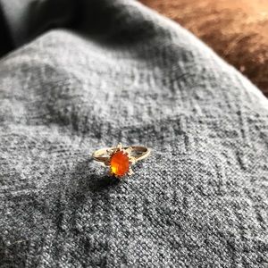 Vintage Gold Citrine and Diamond Ring